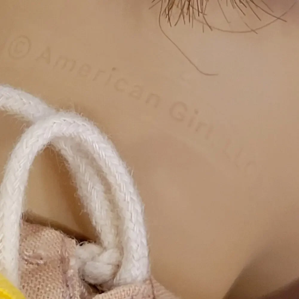 American Girl Doll Grey eyes light brown hair.